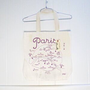 MAPTOTE | Paris Map Grocery Canvas Tote Bag with Purple Landmarks